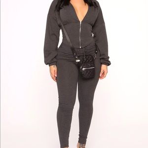 Charcoal Grey “Corset” Hoodie Set